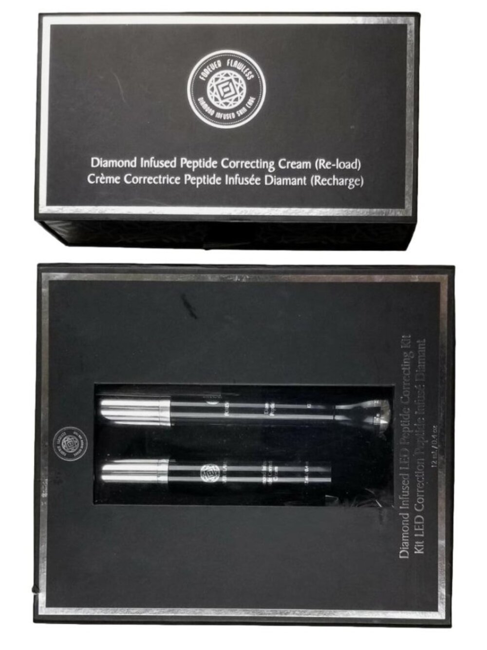 FOREVER FLAWLESS Diamond Infused LED Peptide Correcting Kit With Cream Re-load.